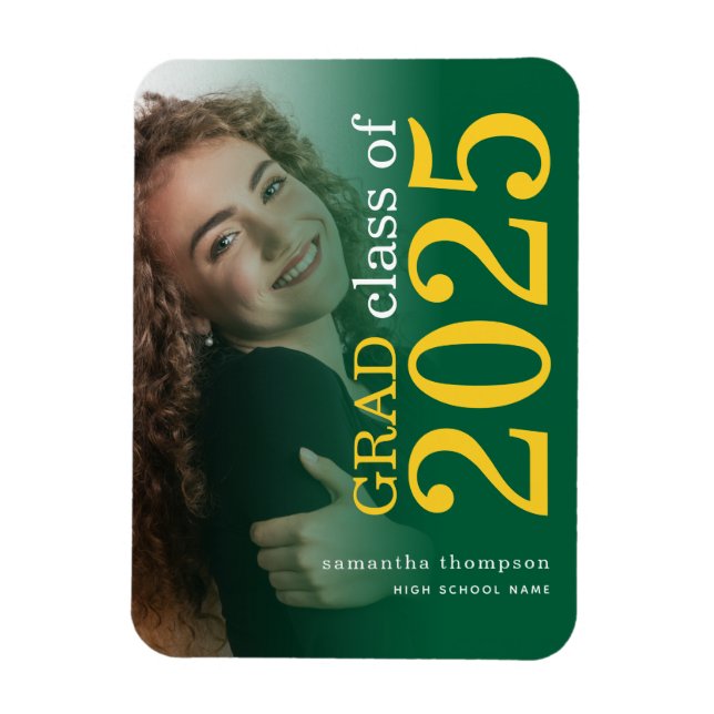 Photo Yellow Green 2023 Graduation Announcement Magnet (Vertical)