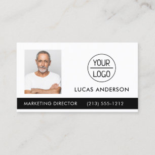Photo Your Company or Event Logo Black Business B Business Card
