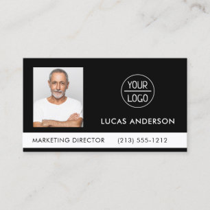 Photo Your Company or Event Logo Black Business Card