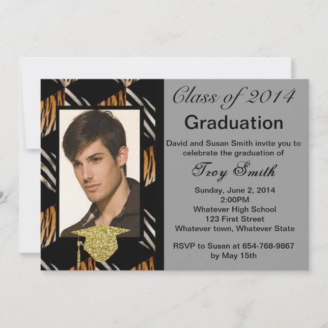 Photo Zebra And Tiger Graduation Invitation (Front)