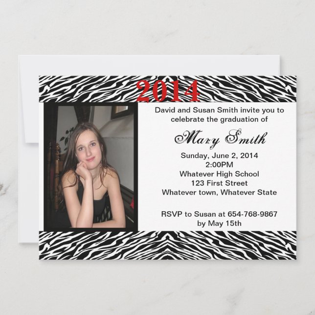 Photo Zebra Graduation Invitation (Front)