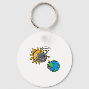 Photobomb! Adorable Cute Total Solar Eclipse 2024 Key Ring