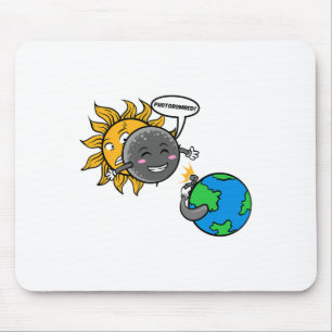 Photobomb! Adorable Cute Total Solar Eclipse 2024 Mouse Mat
