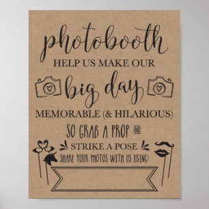Photobooth Hashtag Wedding Party Sign