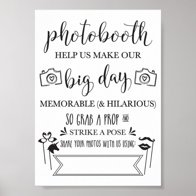 Photobooth Hashtag Wedding Party Sign-5x7 Poster (Front)