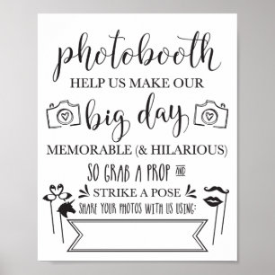 Photobooth Hashtag Wedding Party Sign 8x10