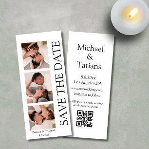 photobooth modern 3 photos qr code save the date invitation