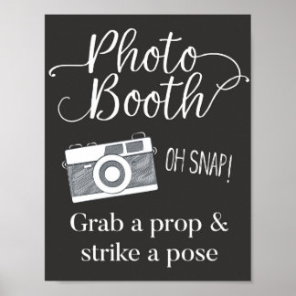 Photobooth Sign, Grab a Prop and Strike a Pose Poster