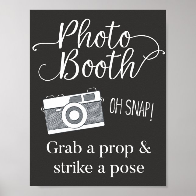 Photobooth Sign, Grab a Prop and Strike a Pose Poster (Front)