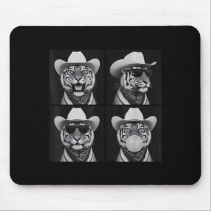 Photobooth Tiger Selfie With Cowboy Hat Sungles Mouse Mat