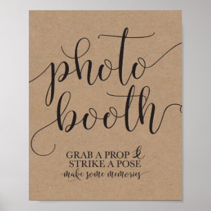 Photobooth Wedding Sign- Grab a Prop Strike a Pose Poster