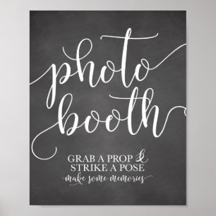 Photobooth Wedding Sign- Grab a Prop Strike a Pose Poster
