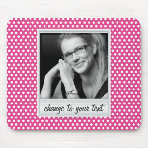 photoframe on white & pink polkadot mouse mat