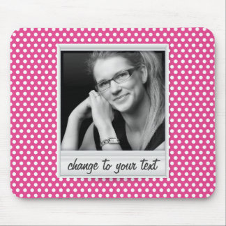 photoframe on white & pink polkadot mouse mat