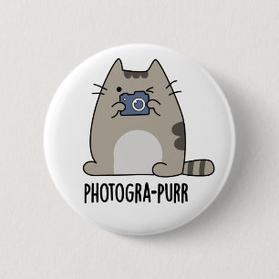 Photograh-purr Funny Cat Photographer Pun 6 Cm Round Badge