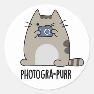 Photograh-purr Funny Cat Photographer Pun Classic Round Sticker