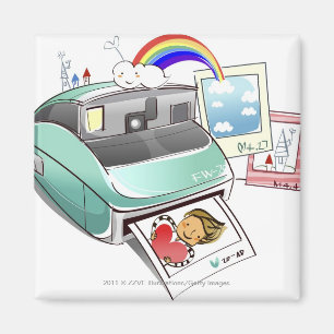 Photograph coming out of an instant camera magnet