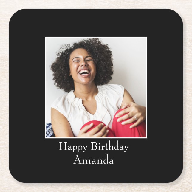 Photograph Frame, Custom Photo – Personalised Square Paper Coaster (Front)