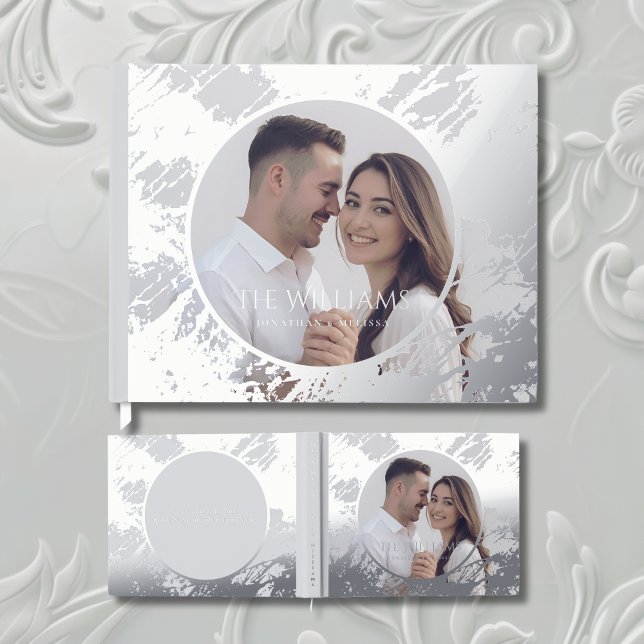 Photograph Guest Book Grey Elegant Foil Guestbook (Creator Uploaded)
