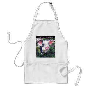 Photograph of a pig "Happy as a pig in mud!" Standard Apron