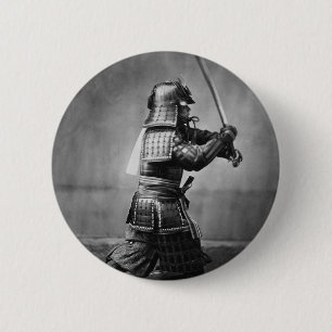 Photograph of a Samurai C. 1860 6 Cm Round Badge