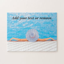 Photograph of a woman relaxing in a swimming pool: