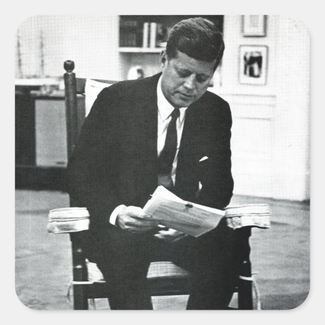 Photograph of John F. Kennedy 2 Square Sticker (Front)