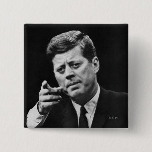Photograph of John F. Kennedy 3 15 Cm Square Badge