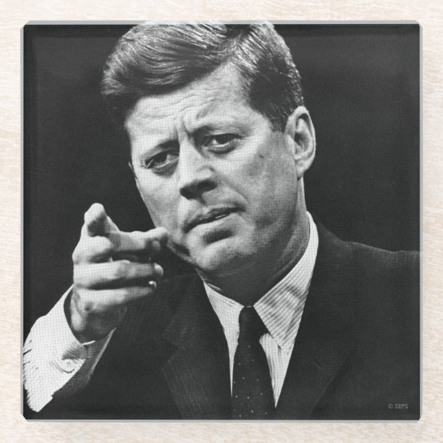 Photograph of John F. Kennedy 3 Glass Coaster (Front)