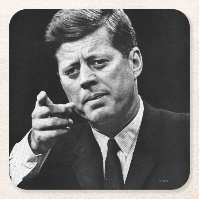 Photograph of John F. Kennedy 3 Square Paper Coaster (Front)
