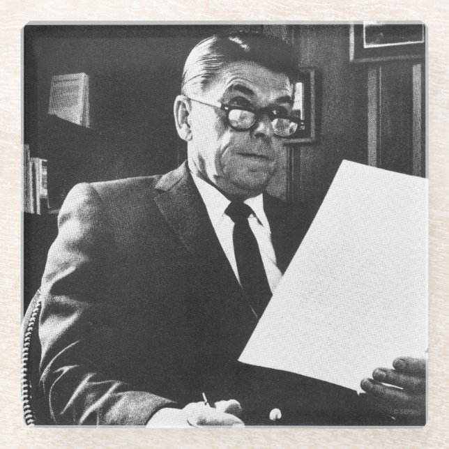 Photograph of Ronald Reagan Glass Coaster (Front)