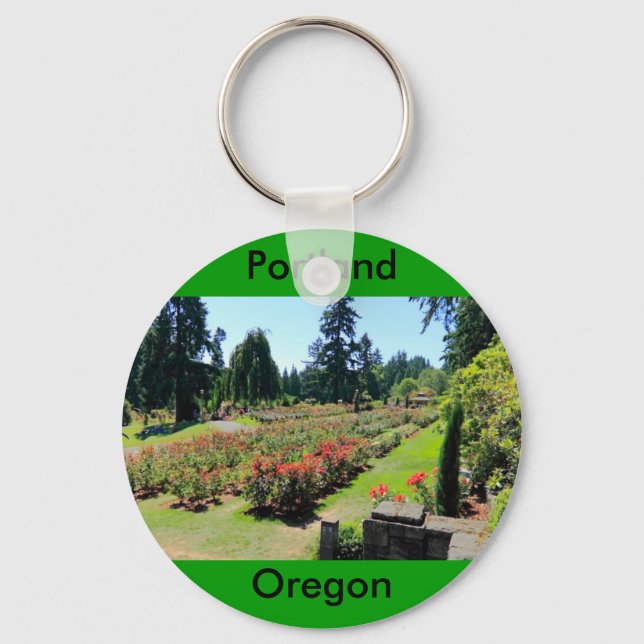 Photograph of Rose Garden, Portland, Oregon Key Ring (Front)