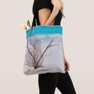 Photograph of Seashells on a Sandy Beach Tote Bag