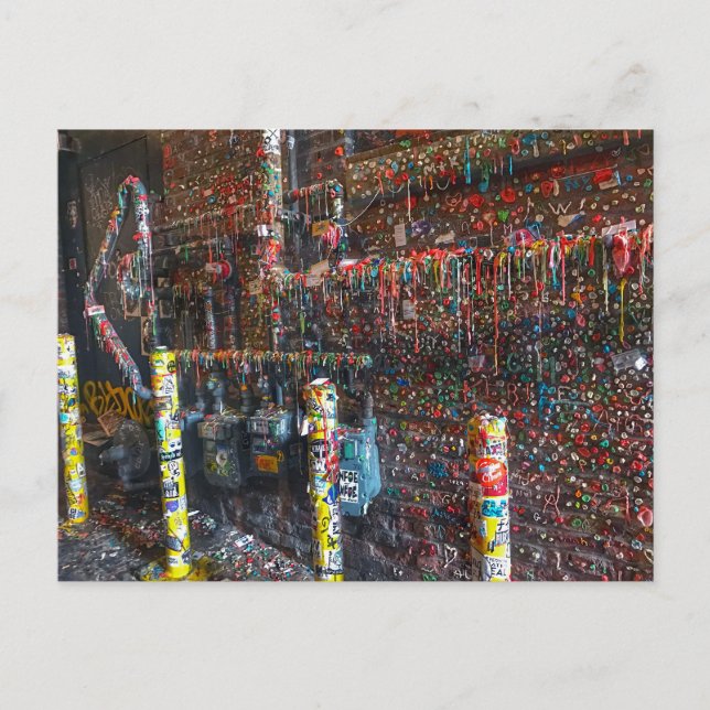 Photograph of the infamous Seattle gum wall Postcard (Front)