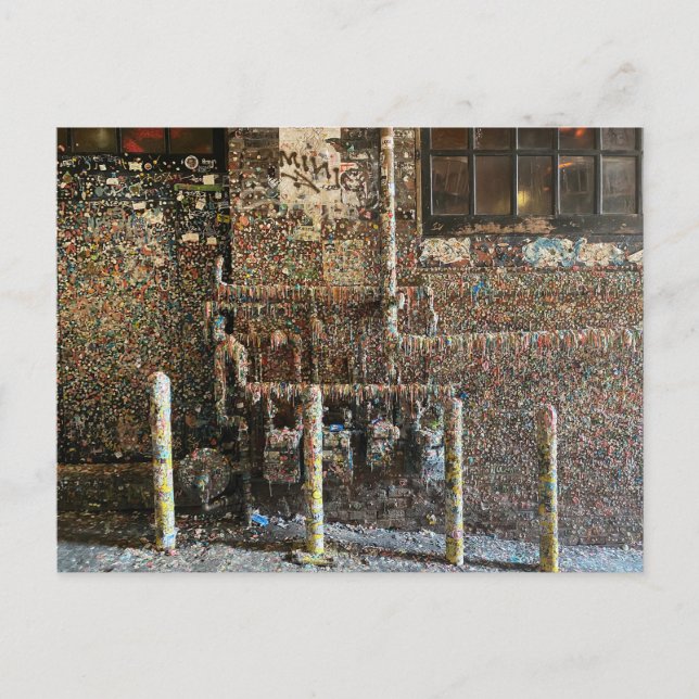 Photograph of the infamous Seattle gum wall Postcard (Front)