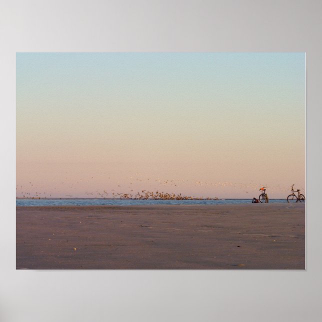 Photograph of two bicycles at the beach. poster (Front)