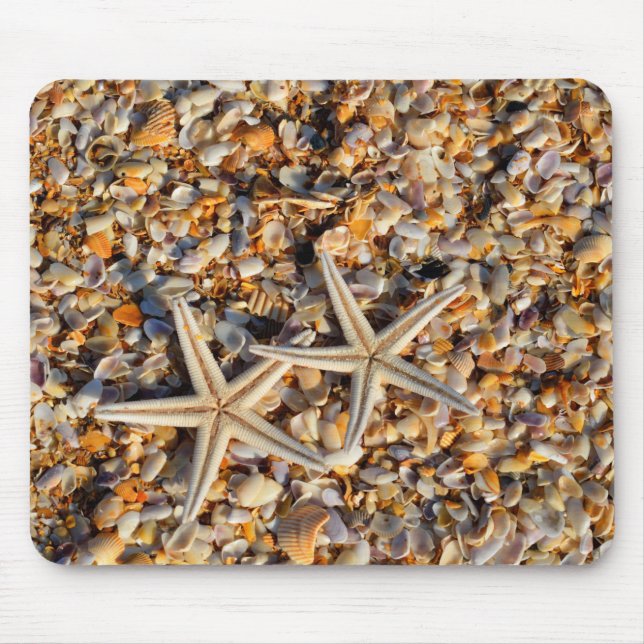 Photograph - Sea shells on the Beach. Mouse Mat (Front)