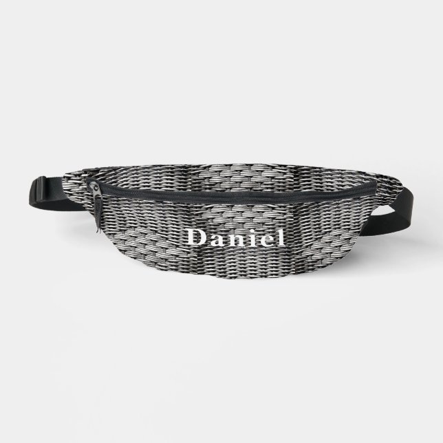Photographed braid, abstract and interesting grey  bum bags (Front)