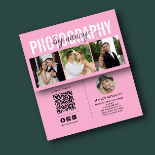 ​Photographer  3 Photo Grid QR Code Photography  Business Card