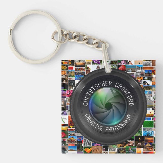 Photographer And Photography Business Camera Lens Key Ring (Front)