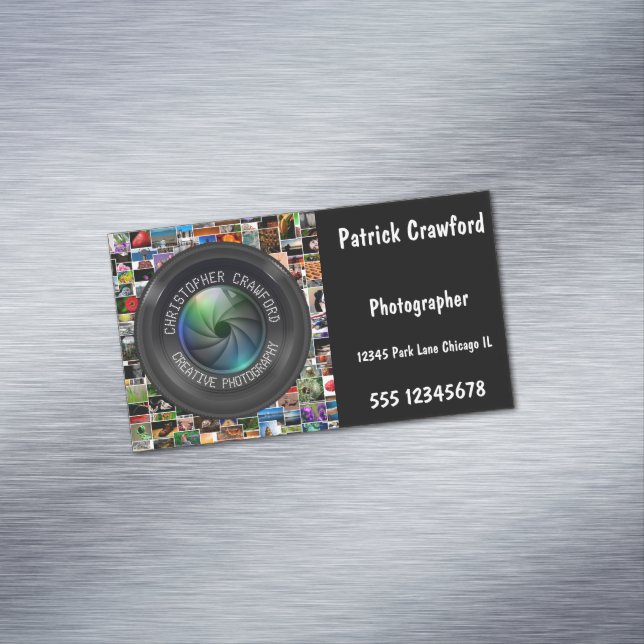 Photographer And Photography Business Camera Lens Magnetic Business Card (In Situ)