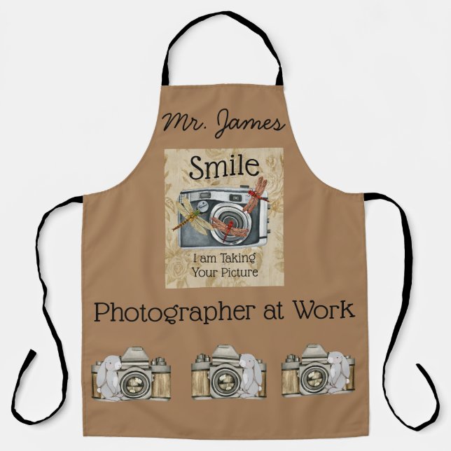 Photographer at Work Apron Vintage Cameras (Front)