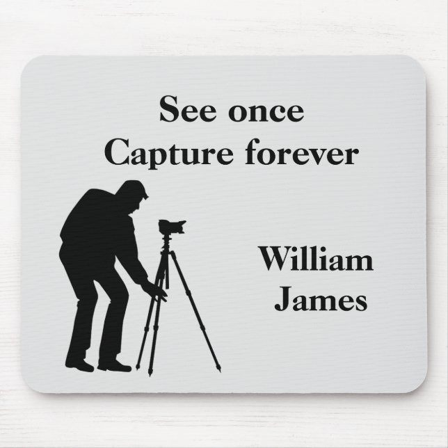 Photographer black and grey personalised mouse mat (Front)