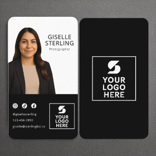 Photographer Black White Photo Logo Portrait Business Card
