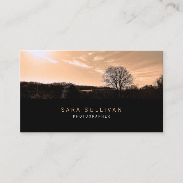 Photographer Business Card Sepia Landscape (Front)
