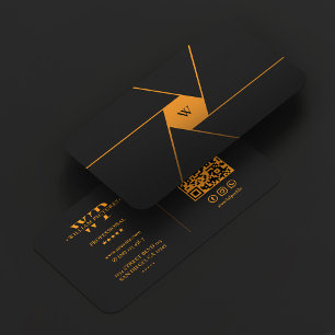 Photographer Camera Black Orange Shutter Lens Business Card