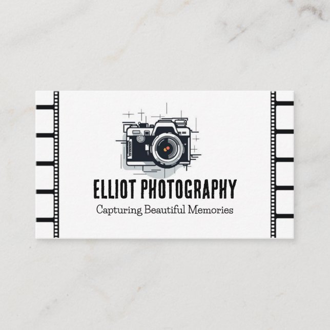 Photographer camera film black and white Business Business Card (Front)