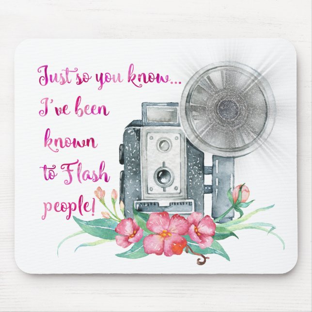 Photographer Camera Flash Mouse Mat (Front)