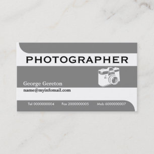 Photographer camera grey, white eye-catching business card