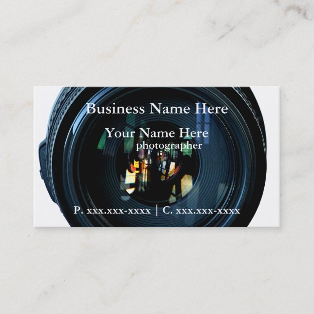 Photographer Camera Lens Business Cards (Front)